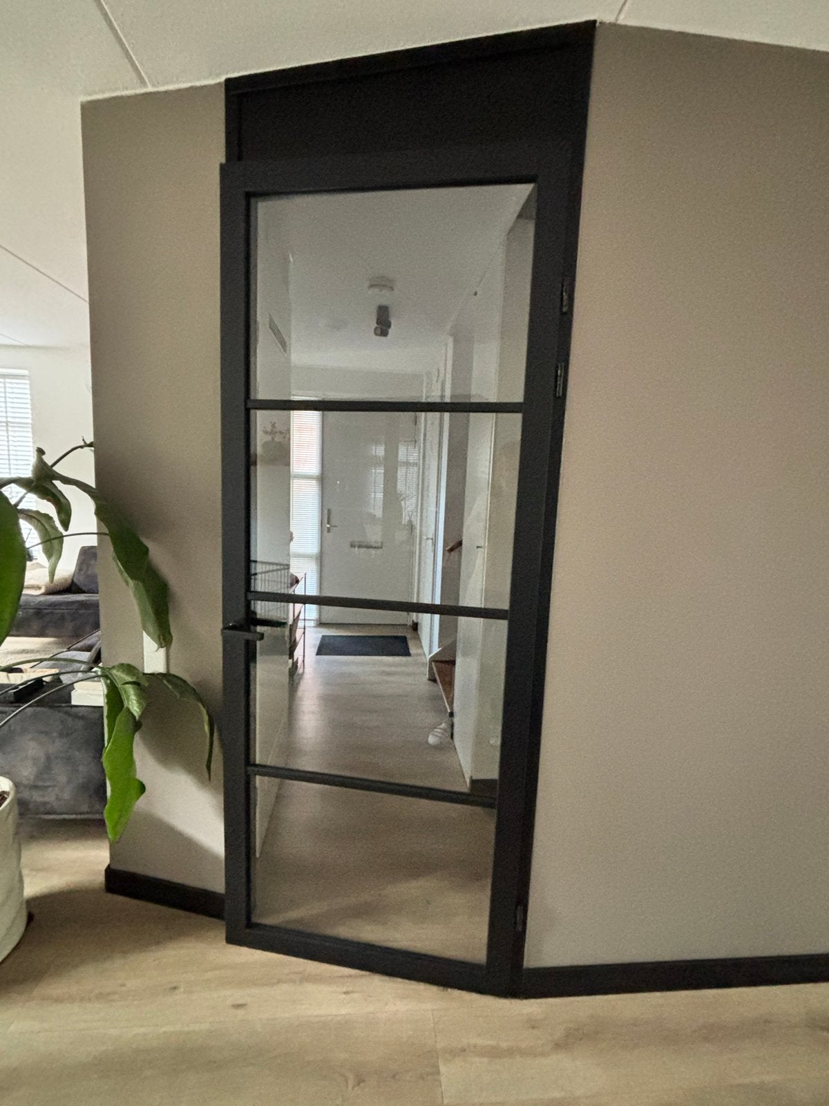 Zwarte houten binnendeur met glas, 80 tot 100 cm, 215 cm of meer, Binnendeur, Ophalen of Verzenden