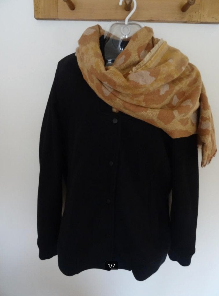 AllSaints zwart wolvilt tussen jasje met ribmanchetten mt 42, Zwart, Maat 42/44 (L), Allsaints, Ophalen of Verzenden