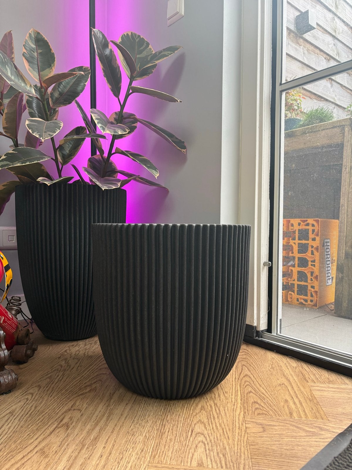 Capi Europe Bloempot Groove Zwart 35x34cm, Ophalen, Kunststof, Minder dan 60 cm, Rond