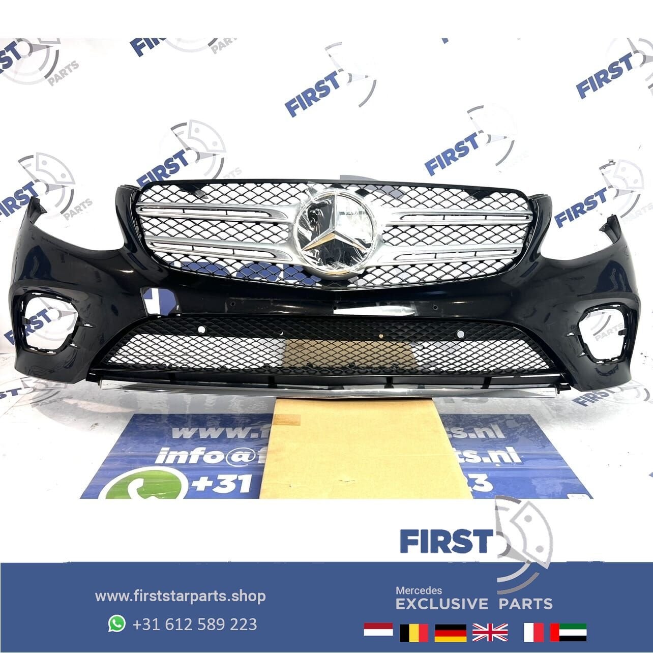 W253 GLC AMG VOORBUMPER Mercedes 2016-2019 ZWART PDC + DIAMO, Gebruikt, -, Voor, Ophalen of Verzenden