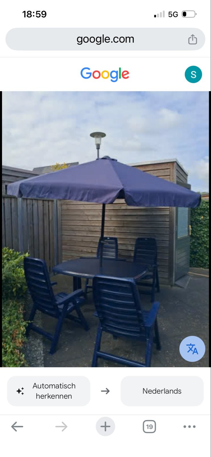 Tuinset, tafel + 4 stoelen, Ophalen, 4 zitplaatsen, Kunststof, Gebruikt