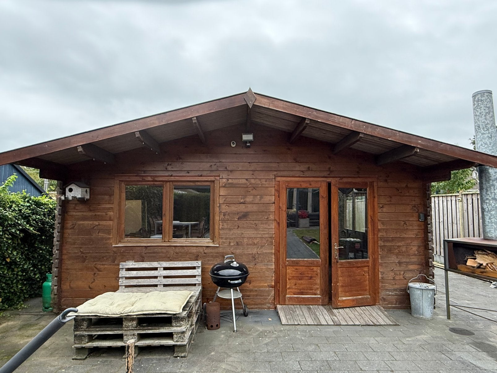 Blokhut / Tuinhuis 600x600 incl. fundering en tegelvloer, Tuin en Terras, Ophalen, Gebruikt, 400 cm of meer, 500 cm of meer