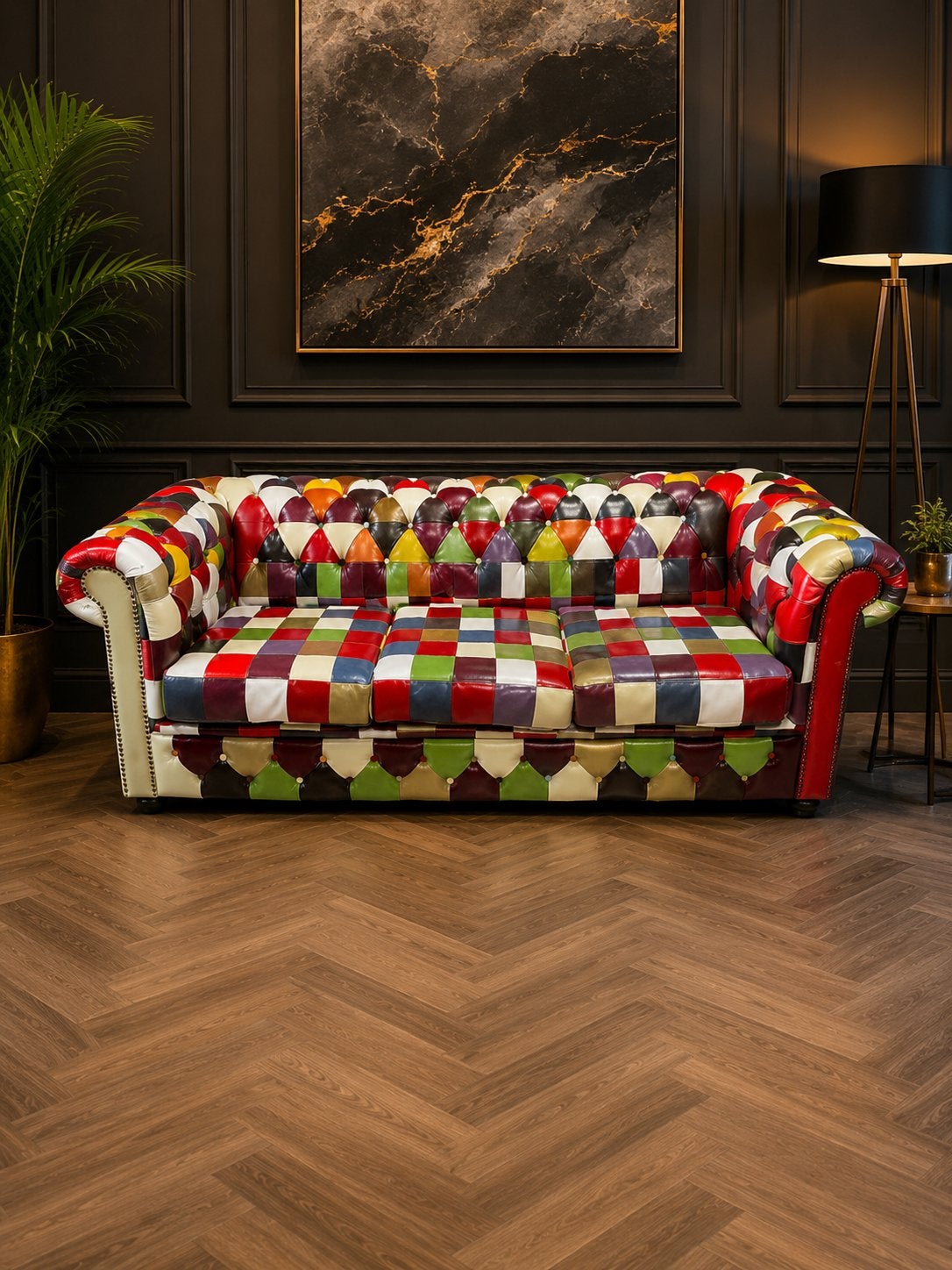 Chesterfield Patchwork / Multicolor 3 Zits Bank The Brand, Ophalen of Verzenden