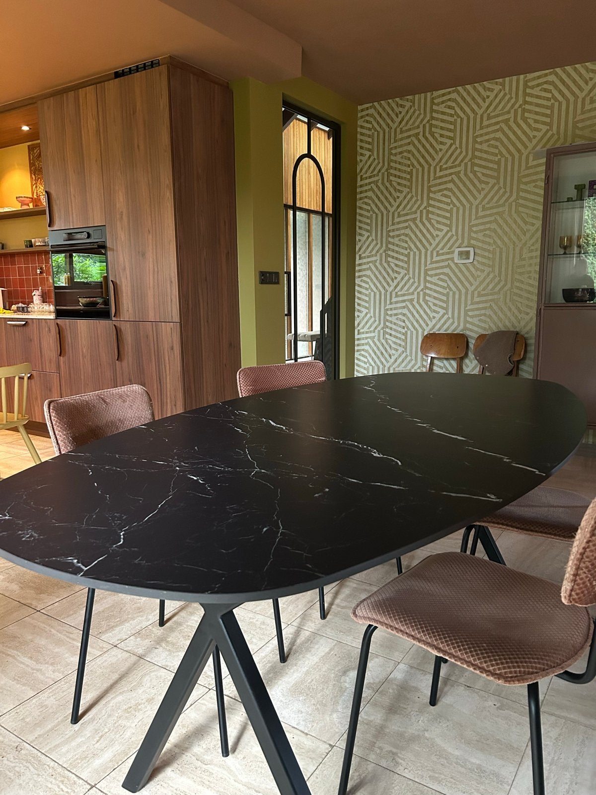 Deens ovale eettafel keramiek van Table du Sud, Overige materialen, 100 tot 150 cm, 200 cm of meer, Ophalen of Verzenden