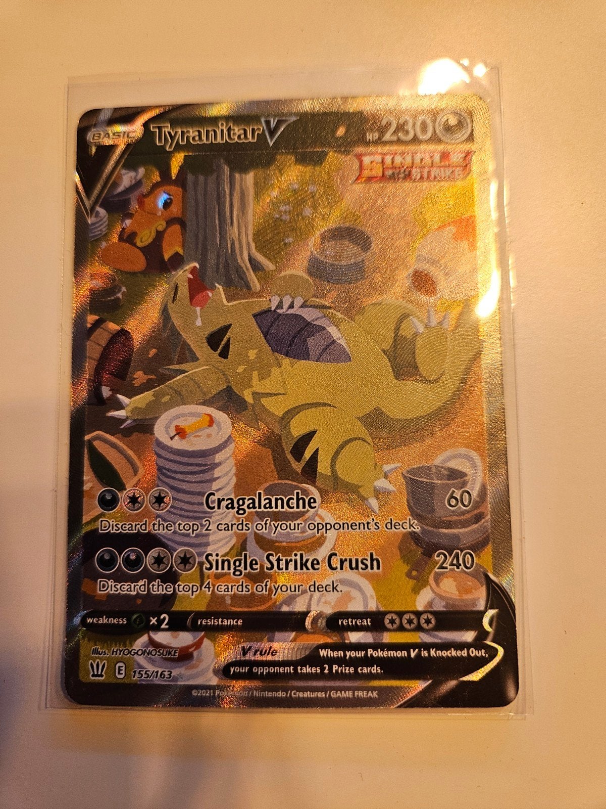 Tyranitar V 155/163 Battle Styles Pokémon Kaart, Ophalen of Verzenden, Zo goed als nieuw, Losse kaart