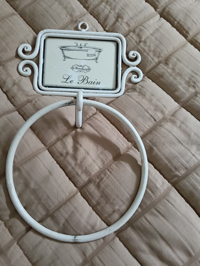 Brocante wc rol houder en handdoek ring, Ophalen