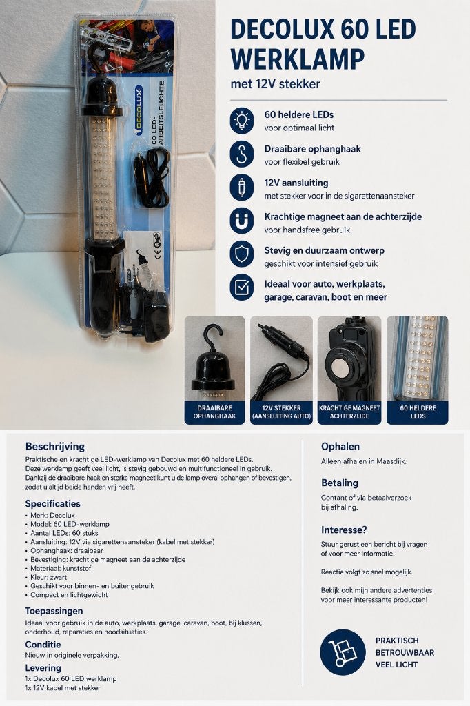 Decolux 60 LED Werklamp 12V – Nieuw in verpakking, Auto-onderdelen, Nieuw, Ophalen of Verzenden, Decolux, Onbekend (niet vermeld op de verpakking)