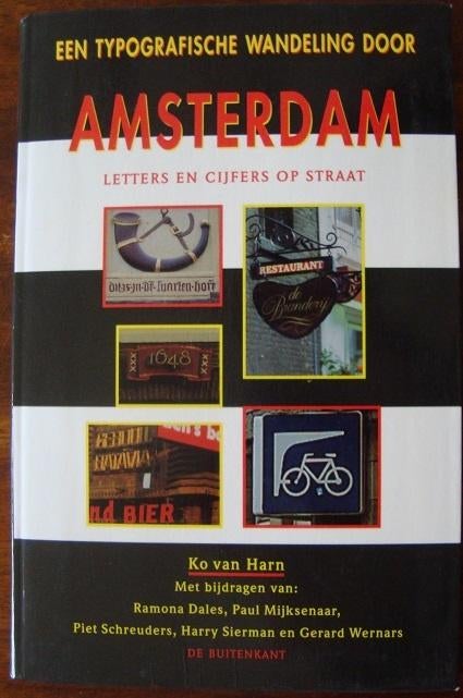 Een typografische wandeling door Amsterdam - letters-cijfers, Overige merken, Ko van Harn, Fiets- of Wandelgids, Ophalen of Verzenden