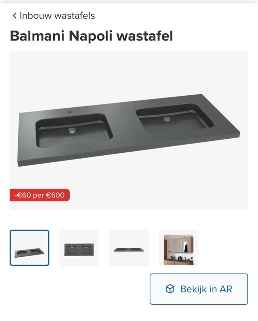 Balmani Napoli dubbele wastafel - Nieuw in doos, Ophalen, Nieuw