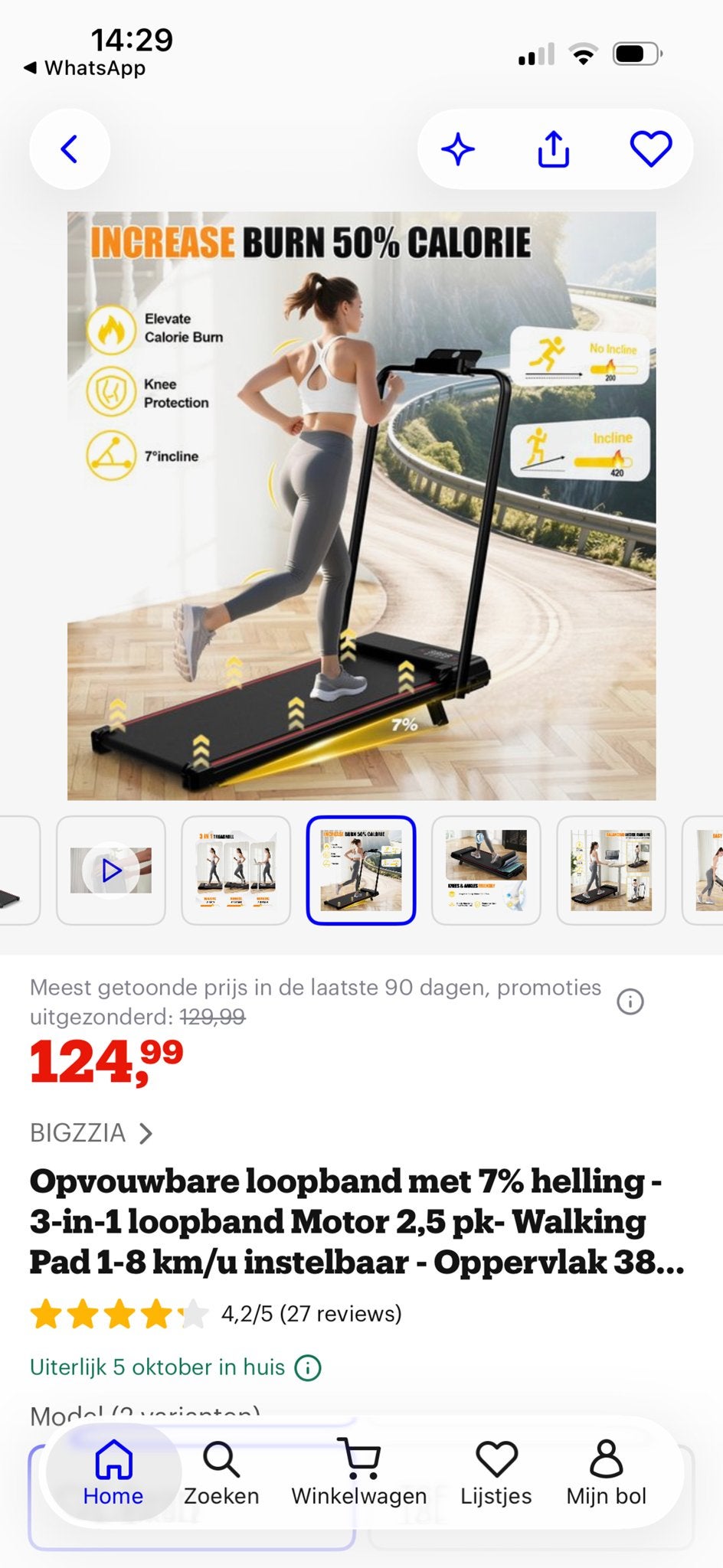 Opvouwbare loopband met 7% helling - 3-in-1 loopband