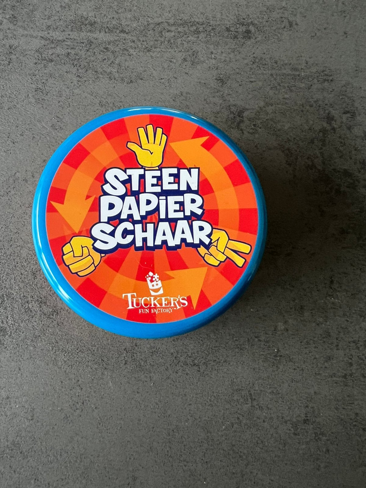 Tukkers Fun Factory steen papier schaar in blik, Ophalen of Verzenden, Zo goed als nieuw