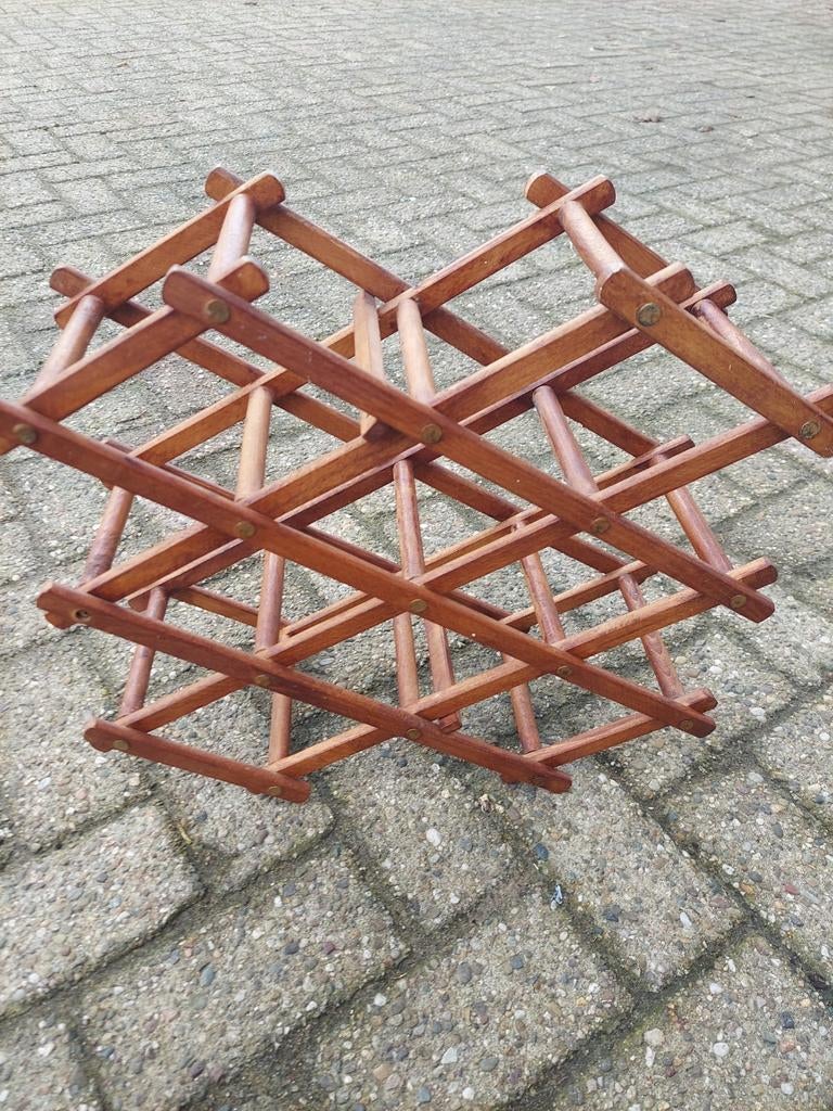 Vintage schaar wijnrek houten wijnrekje, Ophalen of Verzenden, Zo goed als nieuw, Hout, Minder dan 50 cm