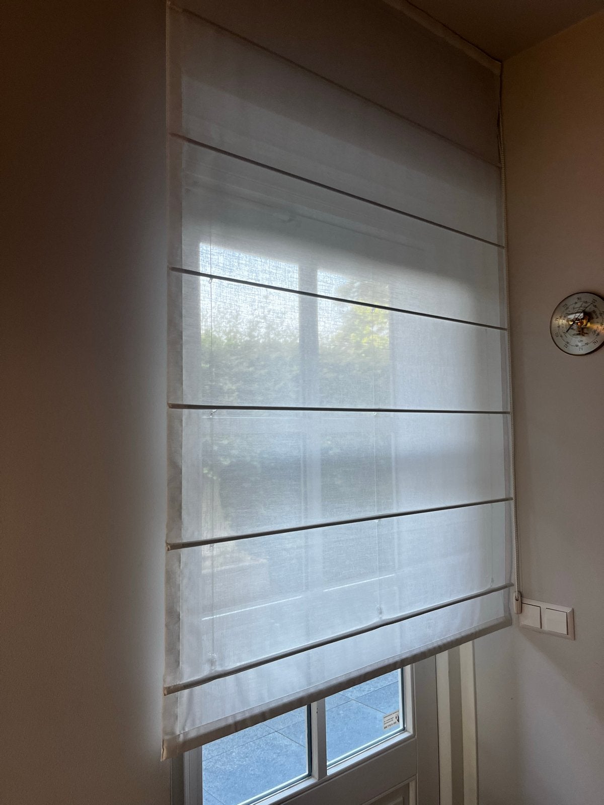 Witte vouwgordijnen met balijnen, zo goed als nieuw, Ophalen, Wit, Vouwgordijn, 105 cm