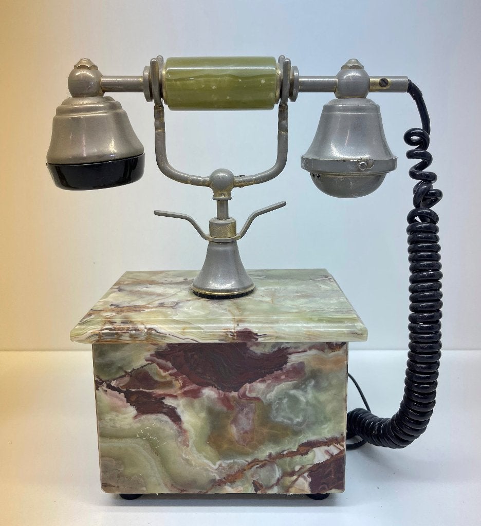 Green Onyx decoratieve antik Marmeren telefoon met 2 vazen, Antiek en Kunst, Antiek | Woonaccessoires, Ophalen of Verzenden