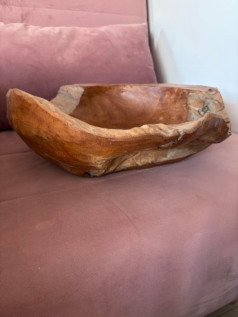 Unieke Houten Schaal van boomstam - Decoratief en Robuust, Gebruikt, Schaal, Ophalen of Verzenden, Overige vormen
