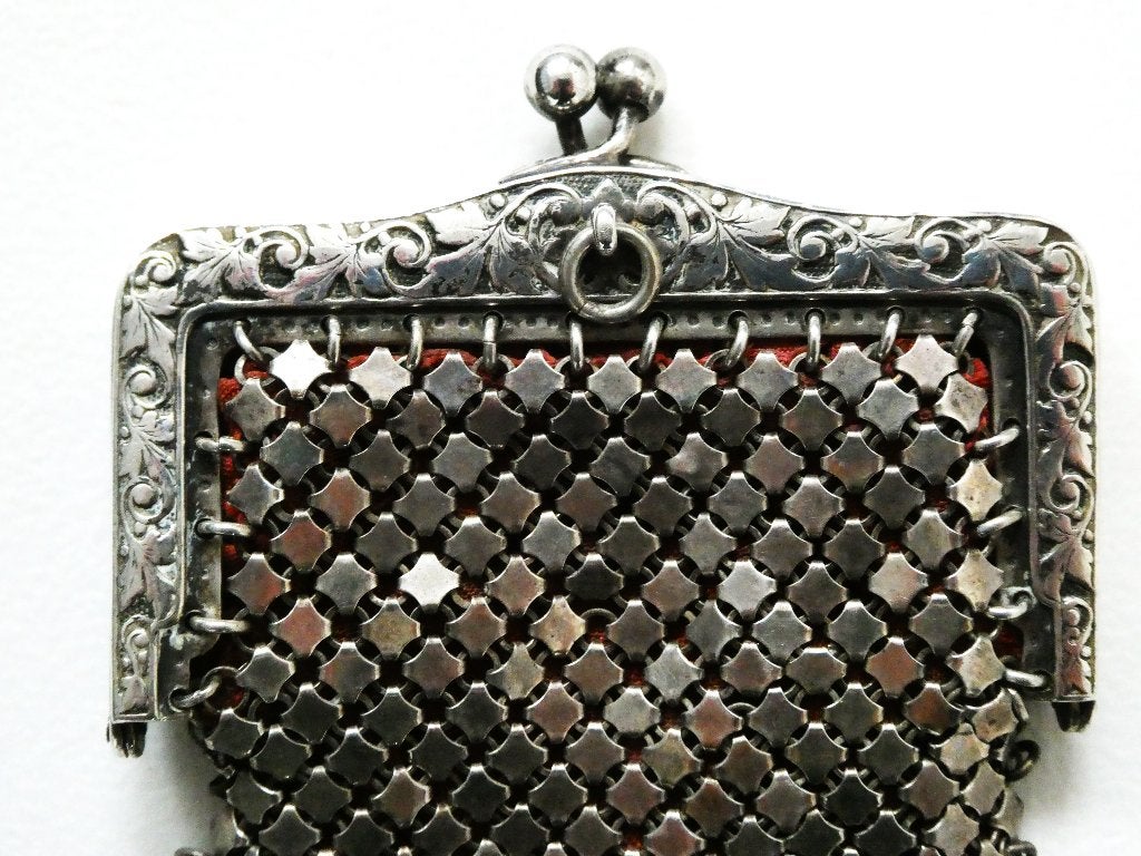 Zilver chatelaine beursje - portomoneetje kleingeld beursje, Ophalen of Verzenden, Zilver