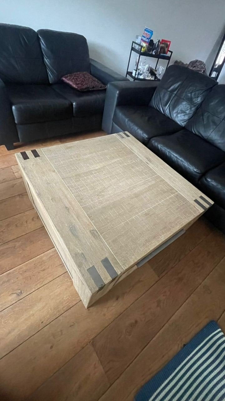 Zwarte Leren Hoekbank en Tweezitsbank, Gebruikt, 100 tot 125 cm, Hoekbank, 300 cm of meer