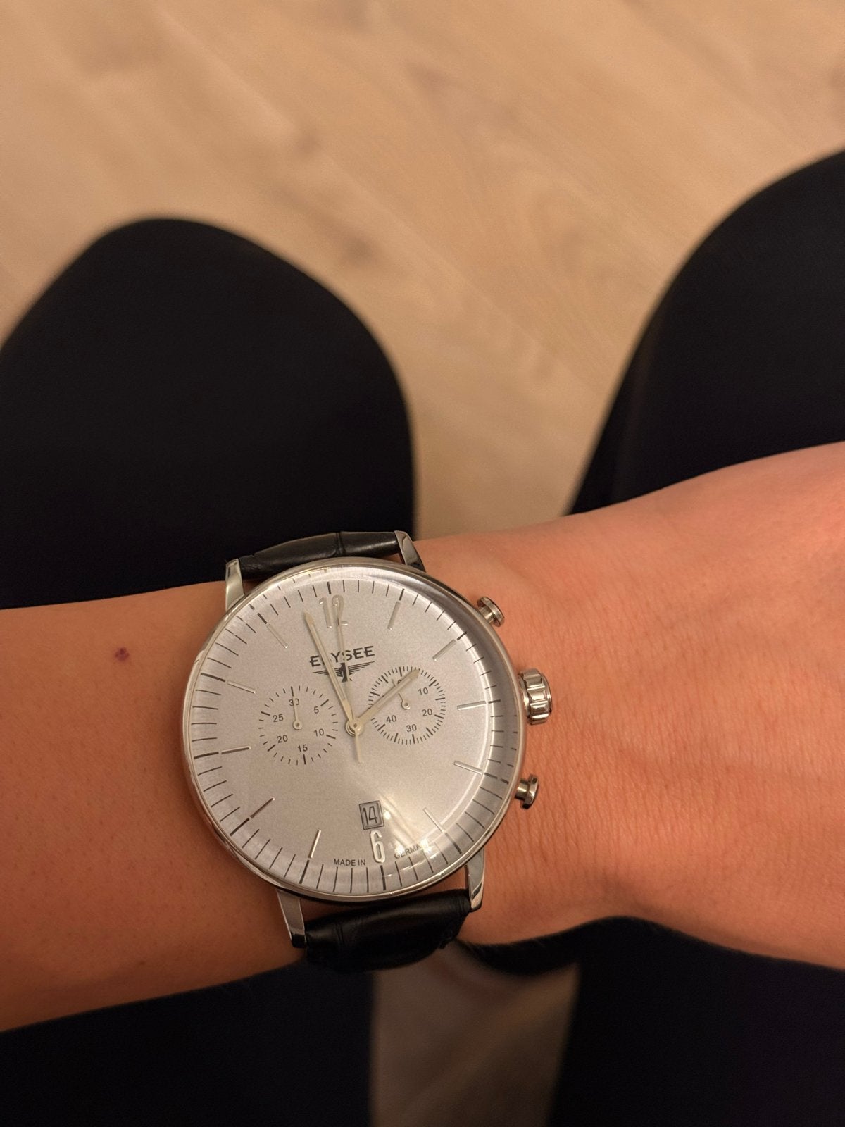 Elysee Chronograaf Herenhorloge - Compleet met Doos en Docum, Overige merken, Leer, Polshorloge, Ophalen of Verzenden