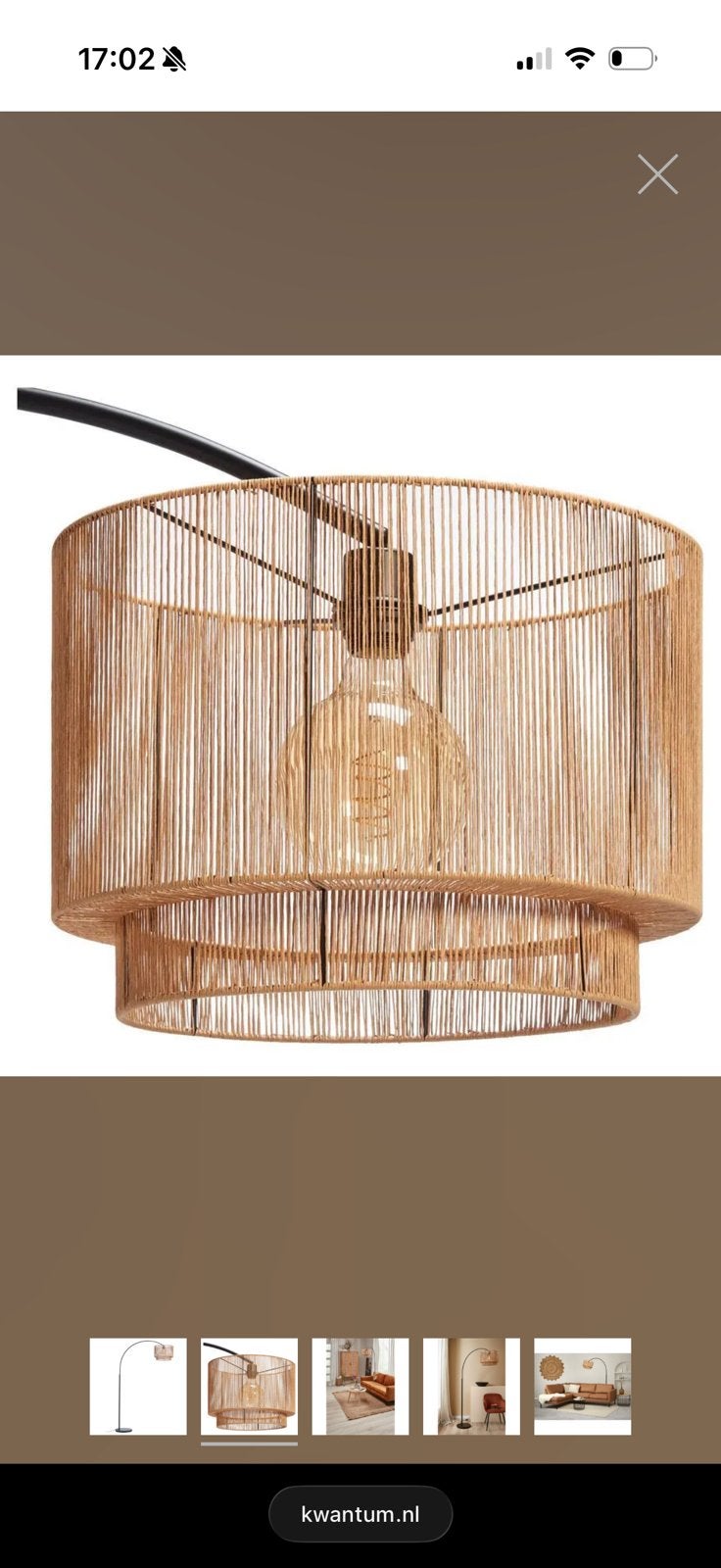 Lampenkap Kwantum touw hanglamp, Huis en Inrichting, Lampen | Lampenkappen, Ophalen of Verzenden, Zo goed als nieuw, Hanglamp