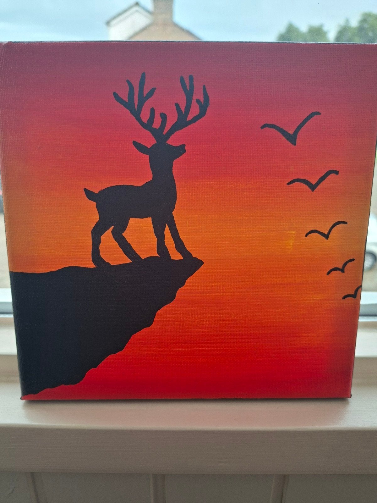 schilderij, hert (nieuw), Acrylverf, Ophalen of Verzenden, Dieren, Handgeschilderd