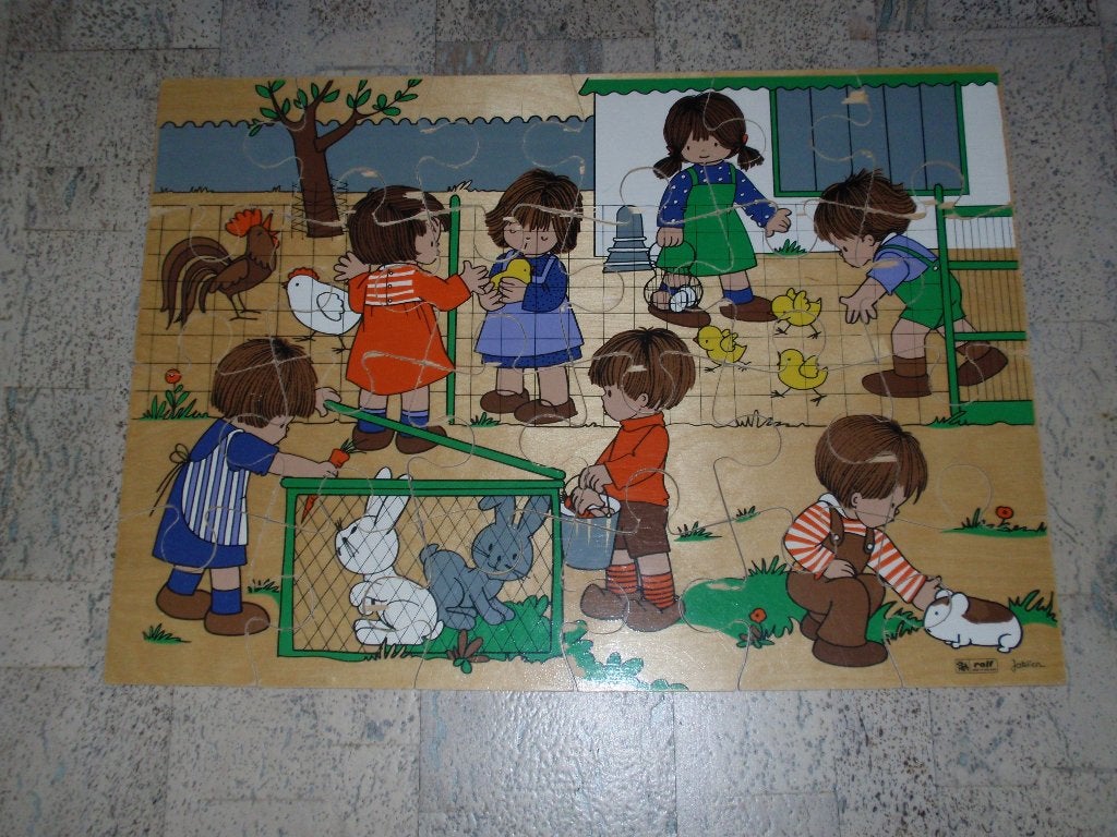 houten vloerpuzzel, Ophalen of Verzenden, 10 tot 50 stukjes, Gebruikt, 2 tot 4 jaar