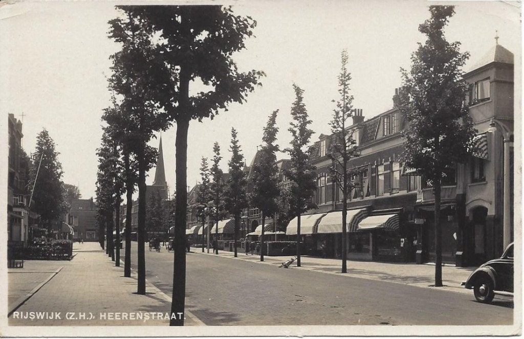 Rijswijk (Z.H.) Heerenstraat, Auto, type Fotokaart, Ophalen of Verzenden, 1940 tot 1960, Ongelopen, Zuid-Holland