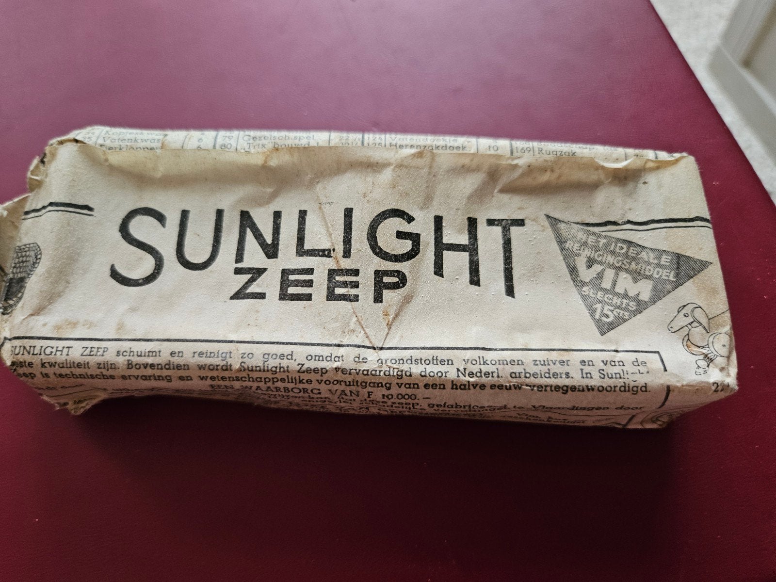 Vintage Sunlight Zeep (VIM) - Oud Reclame Item, Verzamelen, Ophalen of Verzenden