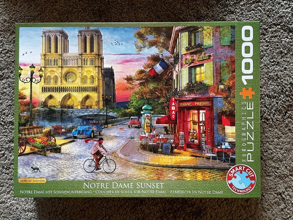 Puzzel Eurographics: Notre dame sunset, Ophalen of Verzenden, 500 t/m 1500 stukjes, Zo goed als nieuw, Legpuzzel