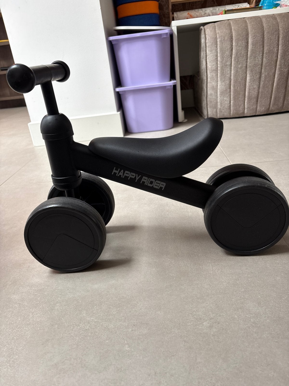 Happy Rider Loopfiets Zwart - Zo goed als nieuw, Ophalen of Verzenden, Zo goed als nieuw, Loopfiets