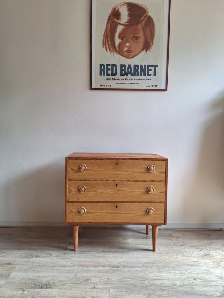 Mooi Zweeds vintage ladenkastje, Ophalen, Eikenhout, 50 tot 100 cm, Zo goed als nieuw