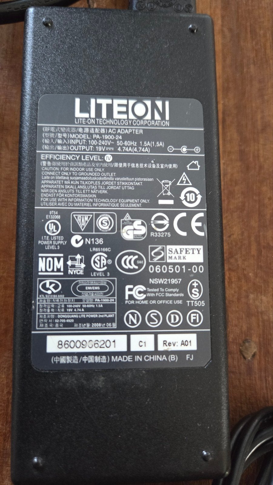 LITEON AC Adapter 19V 4.74A (90W) - Laptop Oplader, Ophalen of Verzenden, Gebruikt, LITEON