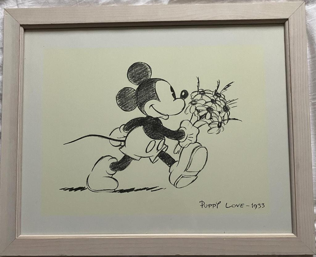 Zeefdruk van Mickey Mouse uit 'Puppy Love 1933', Antiek en Kunst, Kunst | Litho's en Zeefdrukken, Verzenden