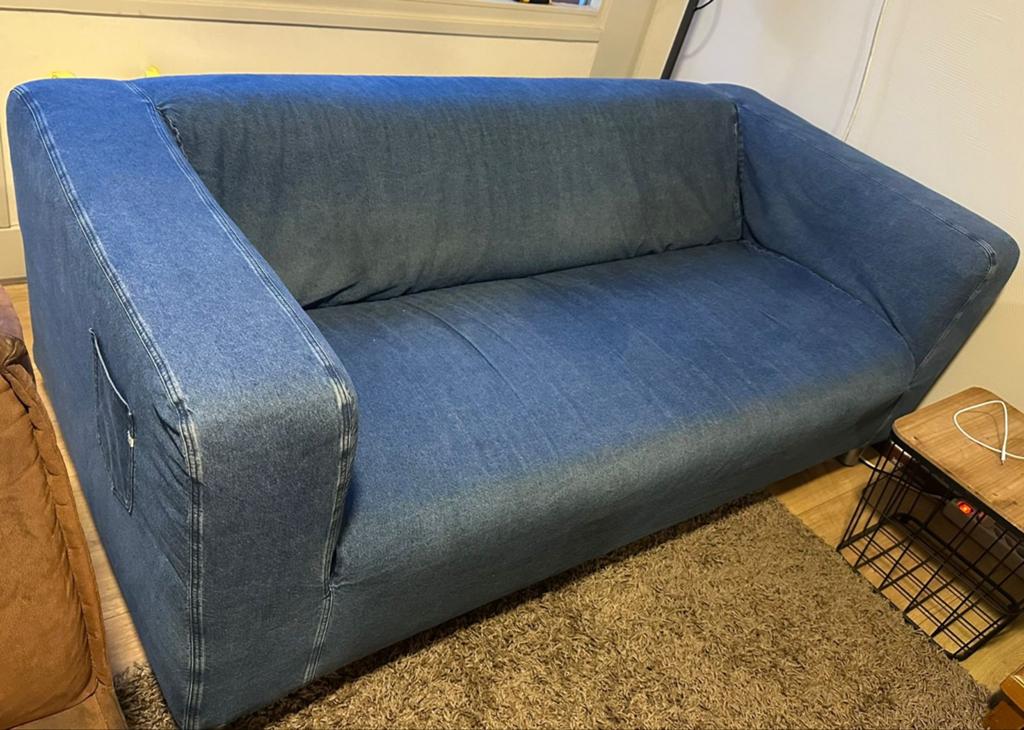 Comfortabele blauwe bank - IKEA, Huis en Inrichting, Banken | Bankstellen, Ophalen, Gebruikt, 150 tot 200 cm, Tweepersoons