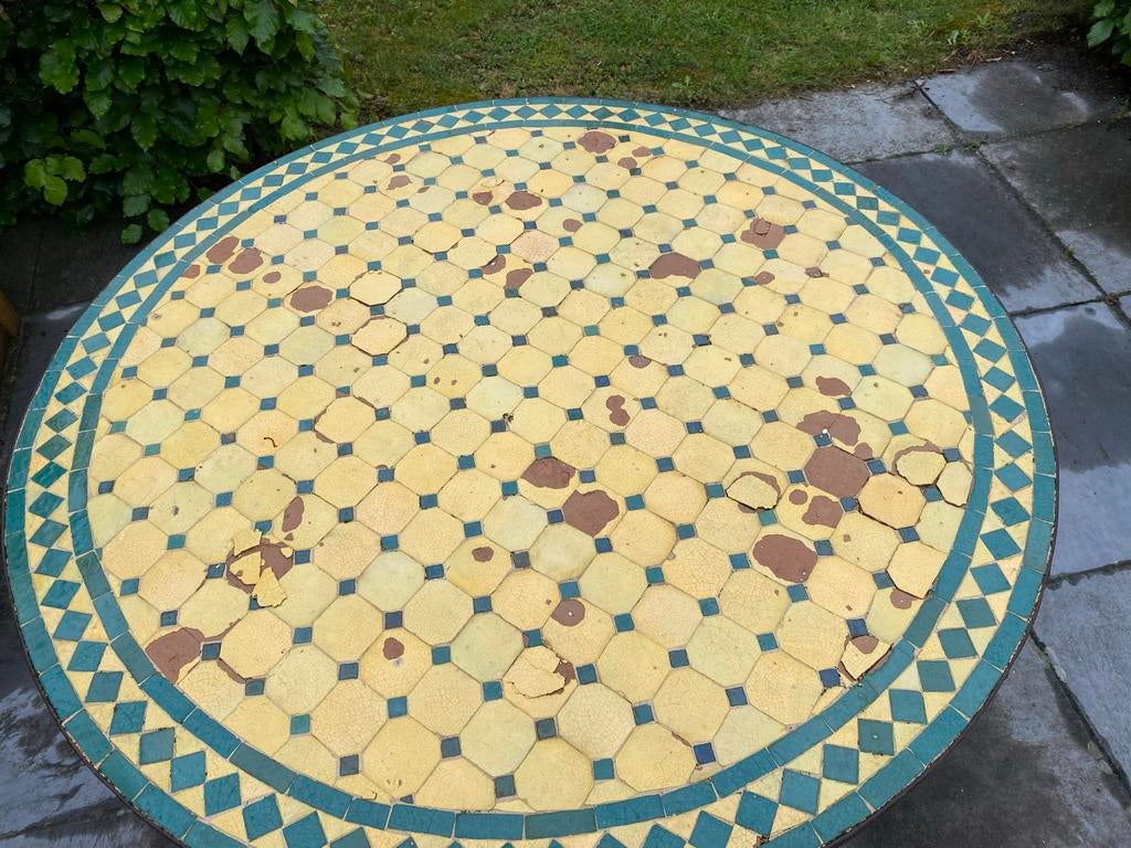 Marokkaanse tafel 100 cm - Gratis af te halen (kapot), Ophalen, Gebruikt, 100 tot 150 cm, Marokaans mozaiëk