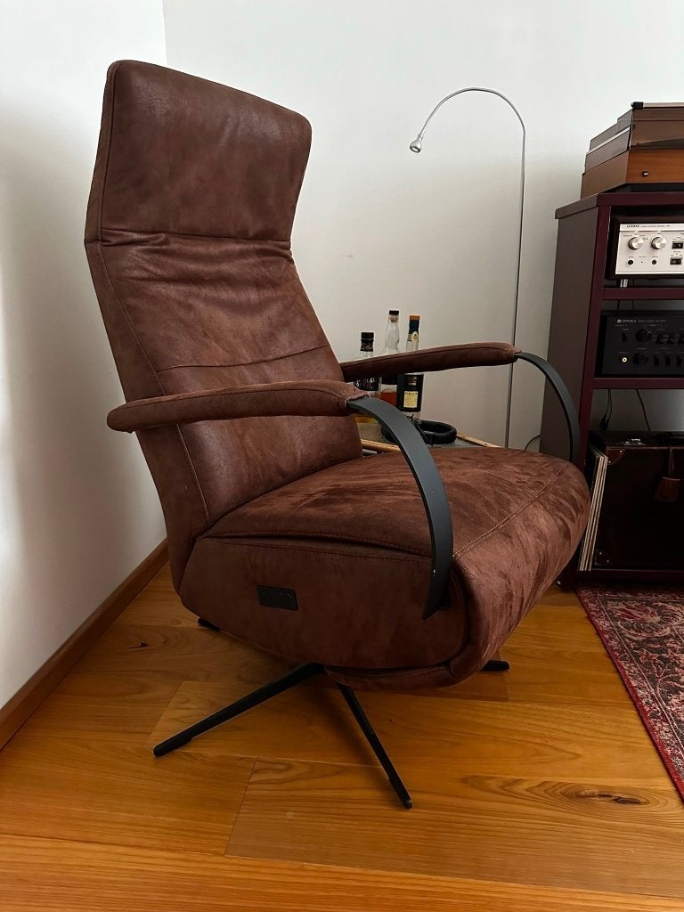Luxe Relaxfauteuil Bruin Leer Casba - Zo Goed als Nieuw, Ophalen, Modern, Comfortabel, 100 tot 125 cm, Zo goed als nieuw
