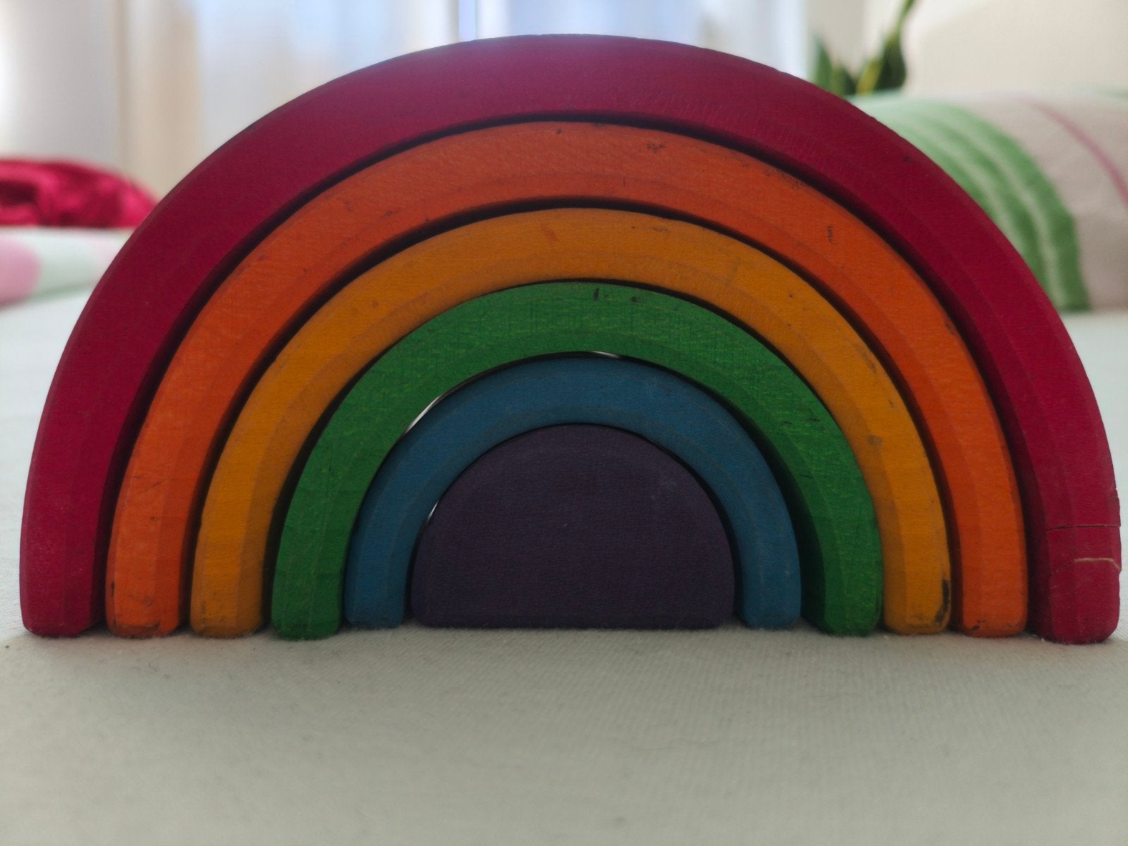 Grimms regenboog stapeltoren - educatief houten speelgoed, Ophalen, Gebruikt, Overige typen