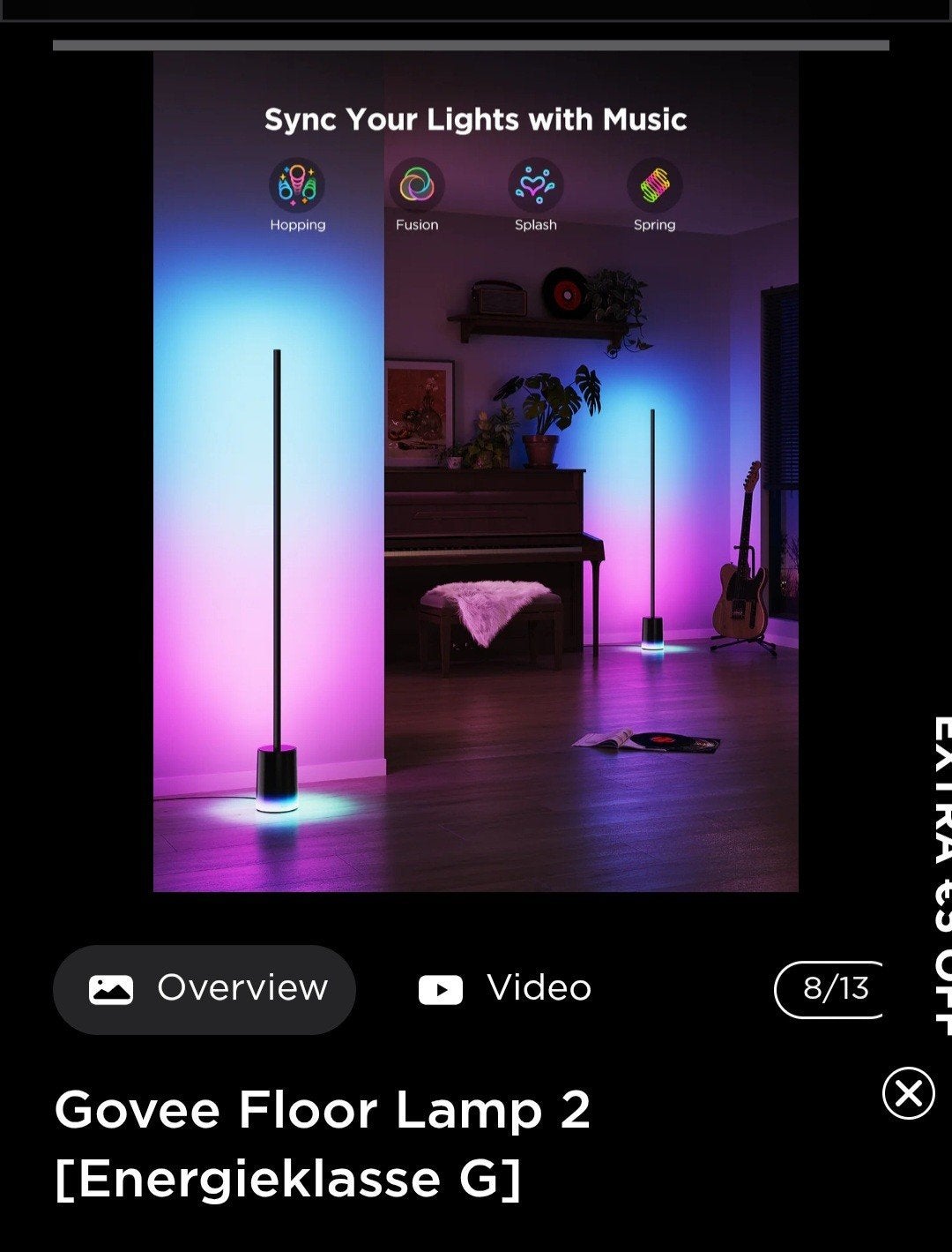 2x Govee Floor Lamp 2 - Slimme RGBIC LED Vloerlampen, Ophalen, Modern, Smart Home, RGBIC, Zo goed als nieuw, Metaal