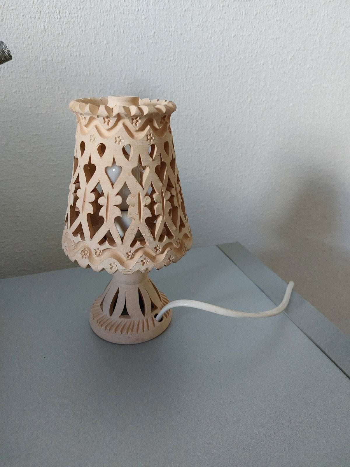 Decoratieve Tafellamp Terraccotta, Overige materialen, Ophalen of Verzenden, Zo goed als nieuw, Ambachtelijk, Sfeervol, Decoratief