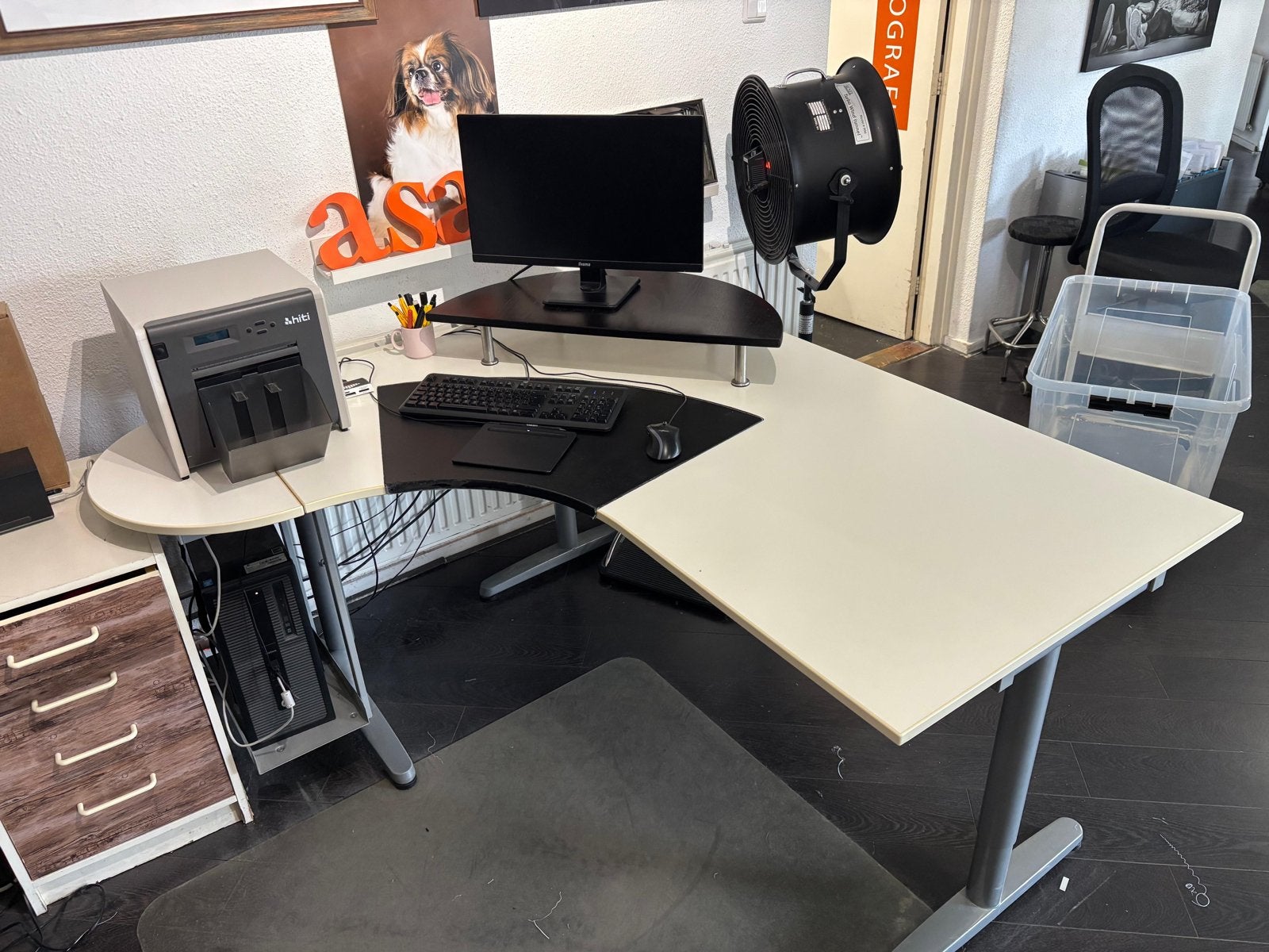 IKEA Galant Hoekbureau Wit met Accessoires, Huis en Inrichting, Ophalen, Opzetstuk, Gebruikt, Spaanplaat of MDF