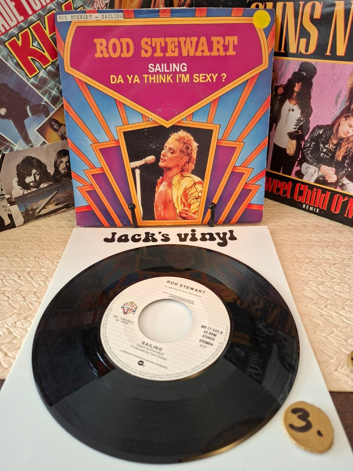 Rod Stewart - Sailing / Da Ya Think I'm Sexy   1981/3, Gebruikt, 7 inch, Ophalen of Verzenden, Beschermende buitenhoes
