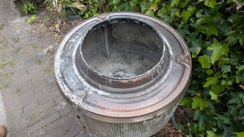 Unieke RVS vuurkorf / vuurton van wastrommel, Ophalen of Verzenden, Gebruikt, Vuurton