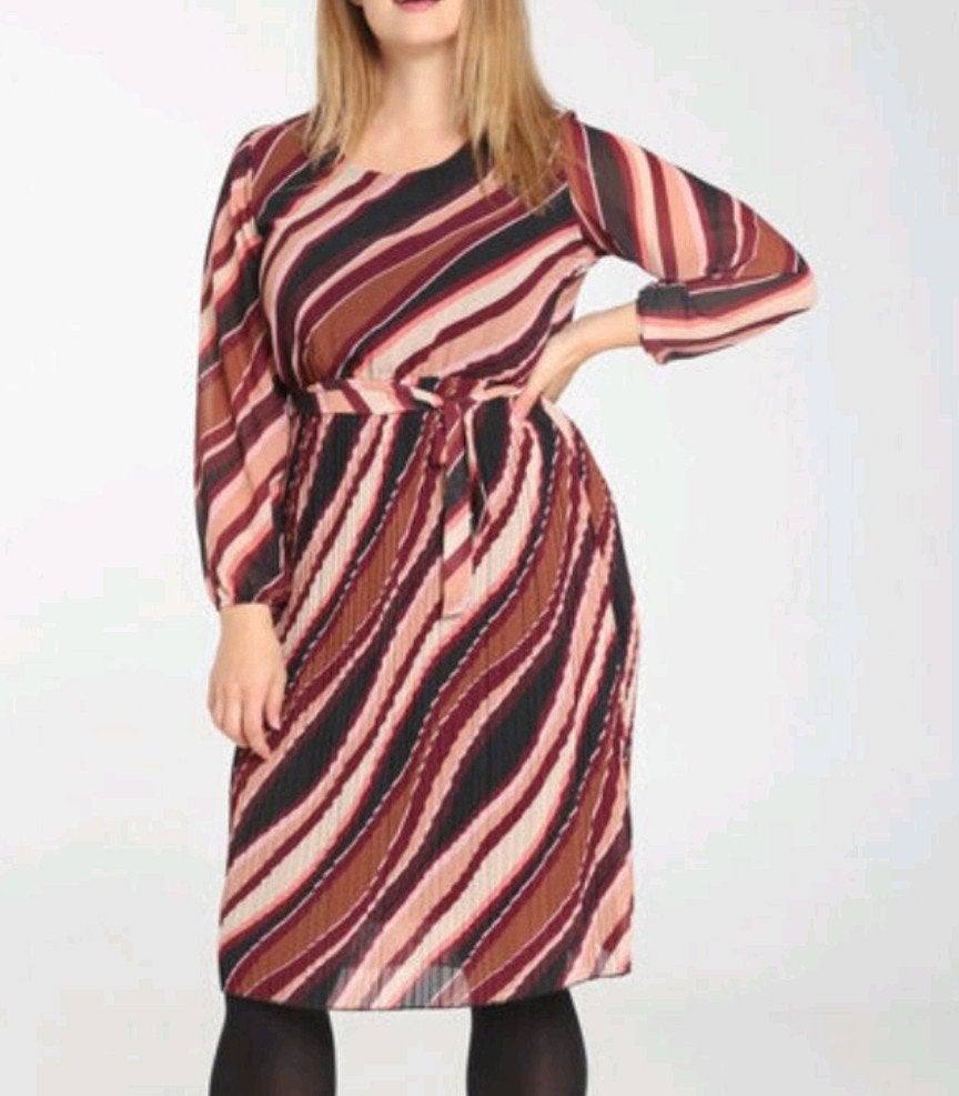 Paprika gestreepte jurk met ceintuur, Kleding | Dames, Jurken, Maat 38/40 (M), Meerkleurig, Ophalen of Verzenden, Zo goed als nieuw