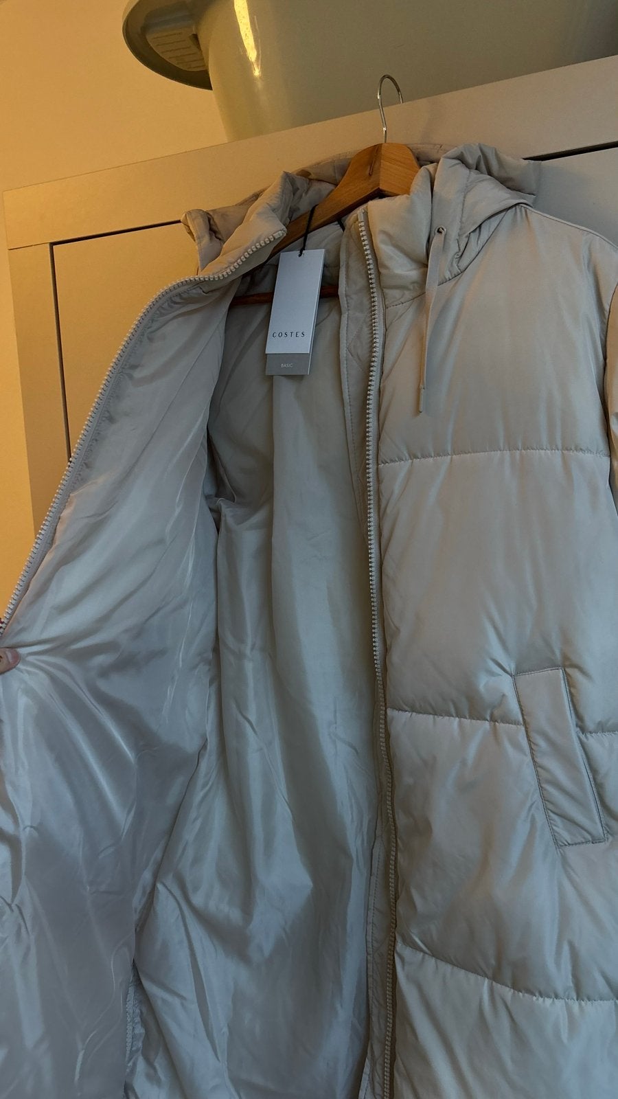 NIEUW Costes Lange Puffer Jas - Maat M, Ophalen of Verzenden, Nieuw, Maat 38/40 (M), Beige