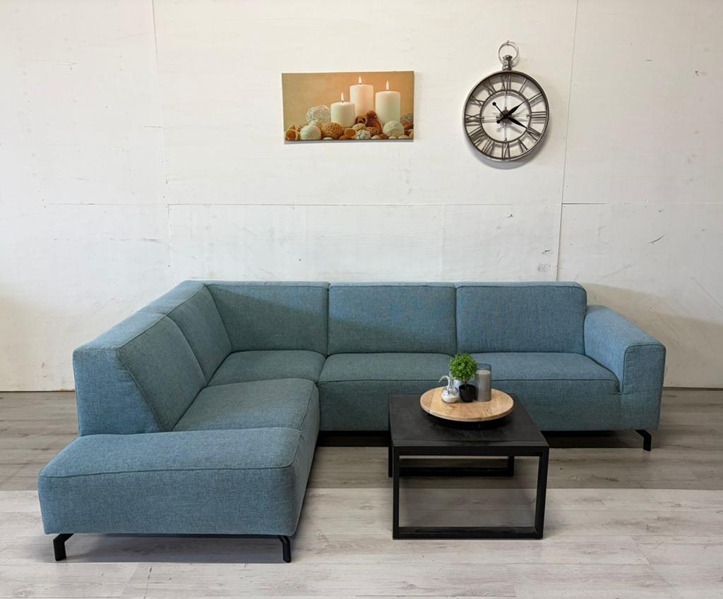 Hoekbank Turquoise - Professioneel gereinigd, 250 tot 300 cm, Hoekbank, Ophalen of Verzenden, Zo goed als nieuw