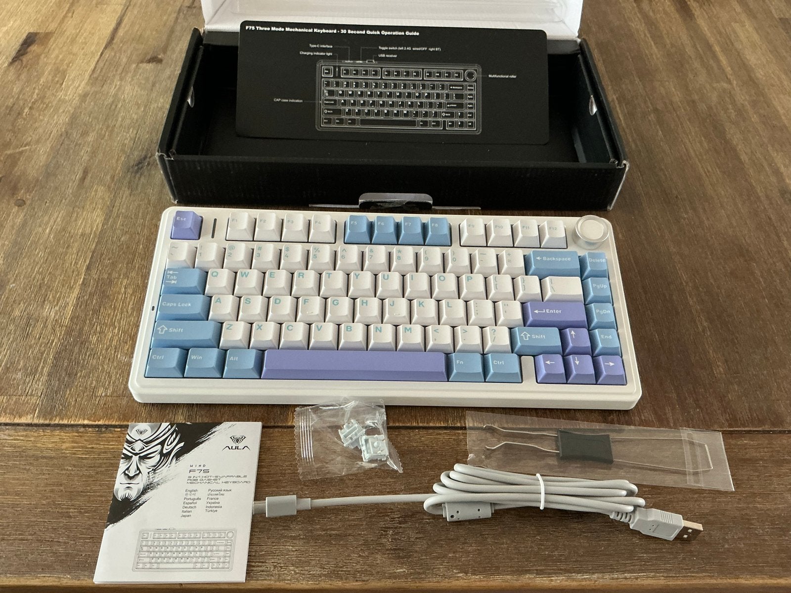 AULA F75 Mechanisch Toetsenbord - Qwerty - Draadloos/Bedraad, Draadloze ontvanger, Ophalen of Verzenden, Zo goed als nieuw, Draadloos
