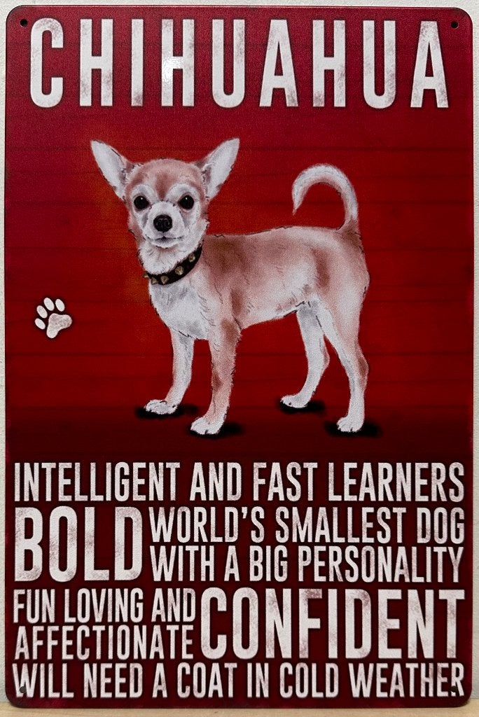 Chihuahua hond eigenschappen reclamebord van metaal deco, Info@deconoord.nl, Deco Noord, Nieuw, Ophalen of Verzenden