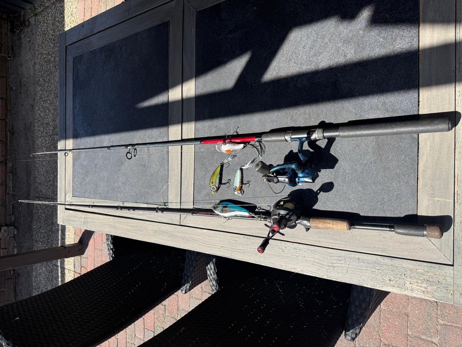 Set reel en spinner hengels voor roofvissen, Watersport en Boten, Hengelsport | Roofvissen, Ophalen of Verzenden, Zo goed als nieuw