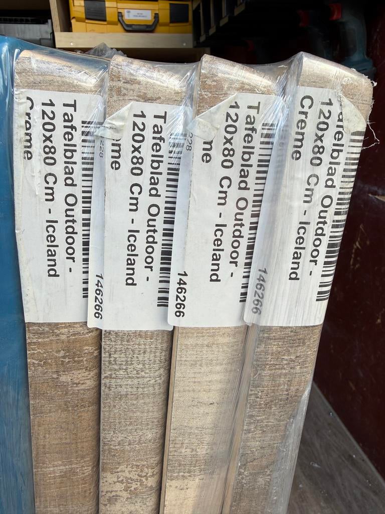 Nieuwe Tafelbladen Terras Tafels Horeca - Iceland Creme, Tuin en Terras, Tuintafels, Ophalen, Nieuw, Rechthoekig, Overige materialen