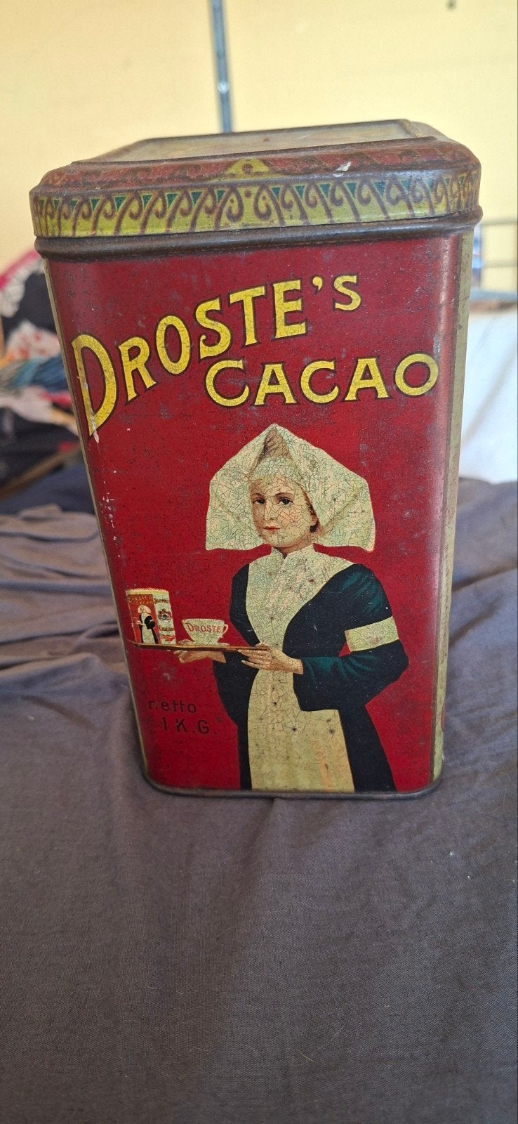 Vintage Droste Cacao Blik 1 Kilo - Antiek Verzamelobject, Ophalen of Verzenden, Gebruikt, Overige, Droste