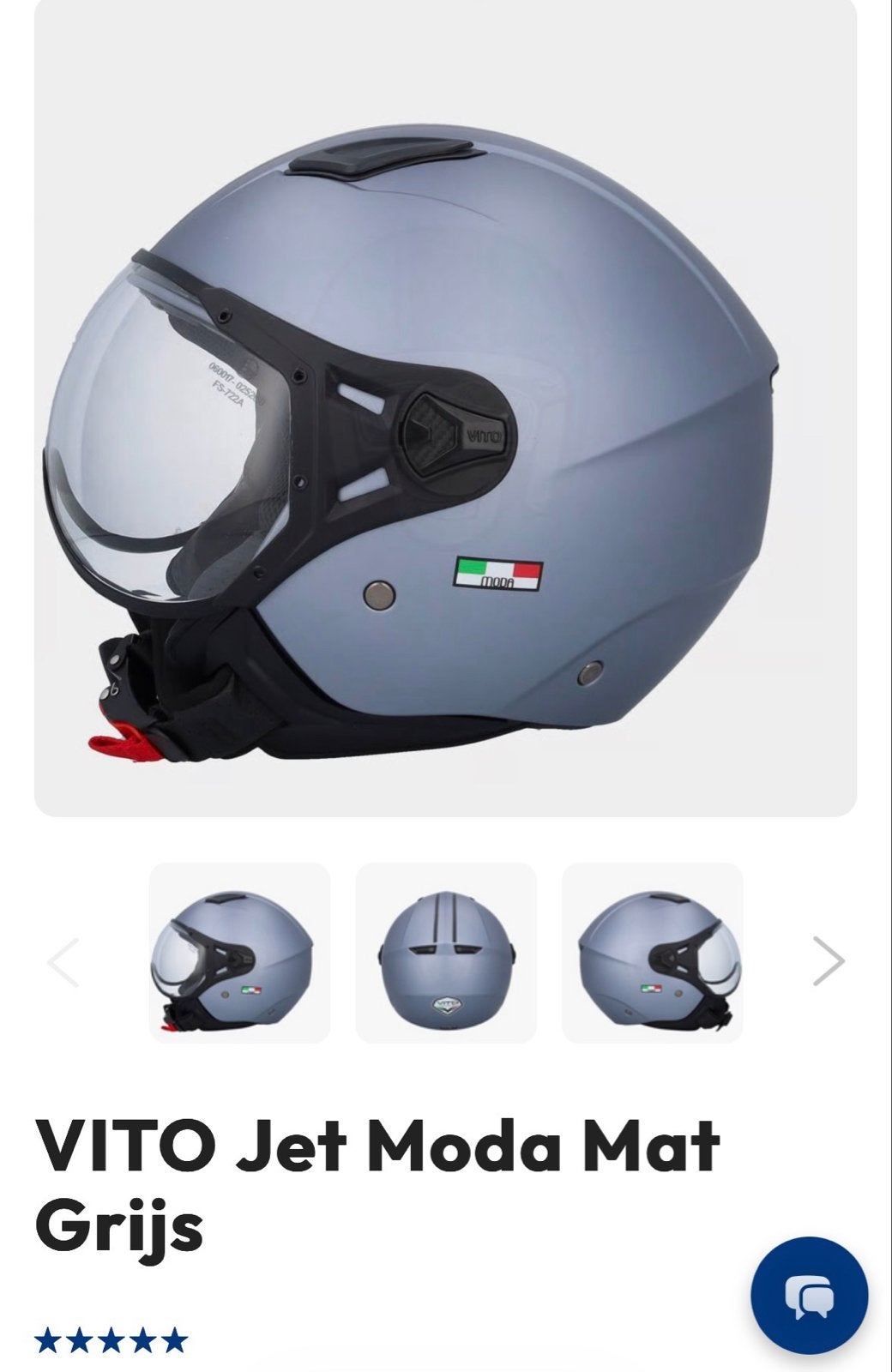 VITO Jet Moda Mat Grijs Helm, M, Heren, Jethelm, Tweedehands